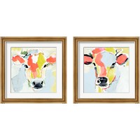 Framed 'Pastel Cow 2 Piece Framed Art Print Set' border=