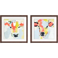 Framed 'Pastel Cow 2 Piece Framed Art Print Set' border=