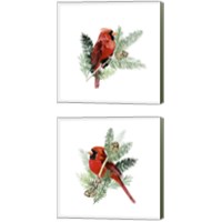 Framed 'Winter Visitor 2 Piece Canvas Print Set' border=