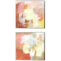 Framed 'Yellow and Blush 2 Piece Canvas Print Set' border=