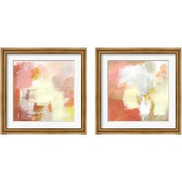 Framed 'Yellow and Blush 2 Piece Framed Art Print Set' border=