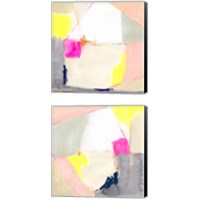 Framed 'Hot Pink Patch 2 Piece Canvas Print Set' border=