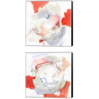 Framed 'Coral Swirl 2 Piece Canvas Print Set' border=