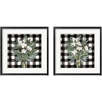 Framed Buffalo Check Cut Paper Bouquet 2 Piece Framed Art Print Set