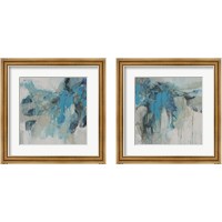 Framed 'Painterly Teal 2 Piece Framed Art Print Set' border=