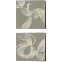 Framed White Ribbon on Beige 2 Piece Canvas Print Set