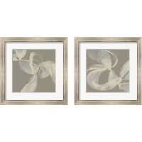 Framed 'White Ribbon on Beige 2 Piece Framed Art Print Set' border=