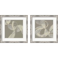 Framed 'White Ribbon on Beige 2 Piece Framed Art Print Set' border=