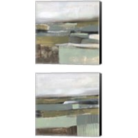 Framed Neutral Horizon Grid 2 Piece Canvas Print Set