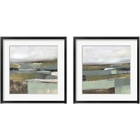 Framed 'Neutral Horizon Grid 2 Piece Framed Art Print Set' border=