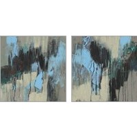 Framed 'Ocean Blue Abstract 2 Piece Art Print Set' border=