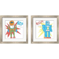 Framed Toy Tin Robots 2 Piece Framed Art Print Set