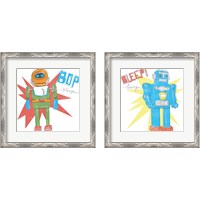Framed Toy Tin Robots 2 Piece Framed Art Print Set