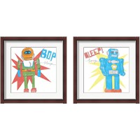 Framed 'Toy Tin Robots 2 Piece Framed Art Print Set' border=