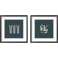 Framed 'Laundry Tips Blue 2 Piece Framed Art Print Set' border=