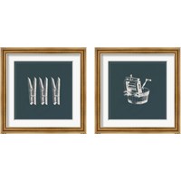 Framed 'Laundry Tips Blue 2 Piece Framed Art Print Set' border=