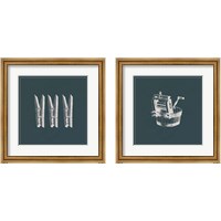 Framed 'Laundry Tips Blue 2 Piece Framed Art Print Set' border=