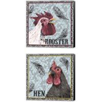Framed White Rooster 2 Piece Canvas Print Set