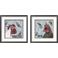 Framed 'White Rooster 2 Piece Framed Art Print Set' border=