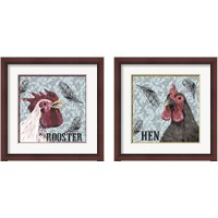 Framed 'White Rooster 2 Piece Framed Art Print Set' border=