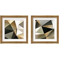 Framed 'Gold Polygon Wall 2 Piece Framed Art Print Set' border=