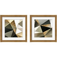 Framed 'Gold Polygon Wall 2 Piece Framed Art Print Set' border=