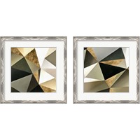 Framed 'Gold Polygon Wall 2 Piece Framed Art Print Set' border=