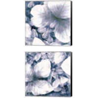 Framed Blue Shaded Leaves 2 Piece Canvas Print Set