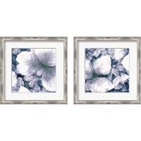 Framed 'Blue Shaded Leaves 2 Piece Framed Art Print Set' border=