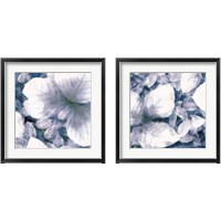 Framed 'Blue Shaded Leaves 2 Piece Framed Art Print Set' border=