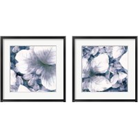 Framed 'Blue Shaded Leaves 2 Piece Framed Art Print Set' border=
