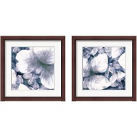 Framed 'Blue Shaded Leaves 2 Piece Framed Art Print Set' border=