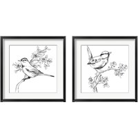 Framed 'Simple Songbird Sketches 2 Piece Framed Art Print Set' border=