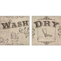 Framed 'Vintage Laundry Signs 2 Piece Art Print Set' border=