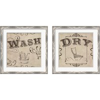 Framed 'Vintage Laundry Signs 2 Piece Framed Art Print Set' border=