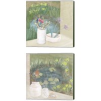 Framed 'Window Plants 2 Piece Canvas Print Set' border=