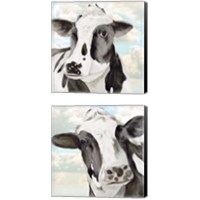Framed 'Portrait of a Cow 2 Piece Canvas Print Set' border=