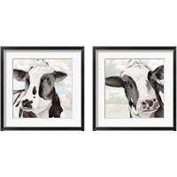 Framed 'Portrait of a Cow 2 Piece Framed Art Print Set' border=