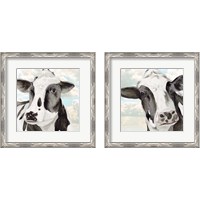 Framed 'Portrait of a Cow 2 Piece Framed Art Print Set' border=