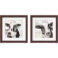 Framed 'Portrait of a Cow 2 Piece Framed Art Print Set' border=