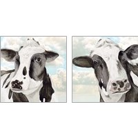 Framed 'Portrait of a Cow 2 Piece Art Print Set' border=