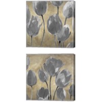 Framed 'Grey Tulips 2 Piece Canvas Print Set' border=