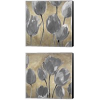 Framed 'Grey Tulips 2 Piece Canvas Print Set' border=