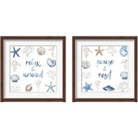 Framed 'Blue Escape Coastal 2 Piece Framed Art Print Set' border=