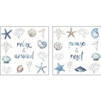 Framed 'Blue Escape Coastal 2 Piece Art Print Set' border=