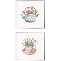 Framed 'Garden Tea 2 Piece Canvas Print Set' border=