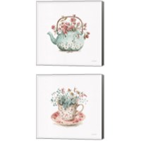 Framed 'Garden Tea 2 Piece Canvas Print Set' border=