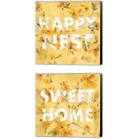 Framed Happy Yellow 2 Piece Canvas Print Set