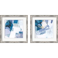 Framed 'Abstract Layers Blue 2 Piece Framed Art Print Set' border=