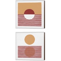 Framed 'Reflection Red Yellow 2 Piece Canvas Print Set' border=